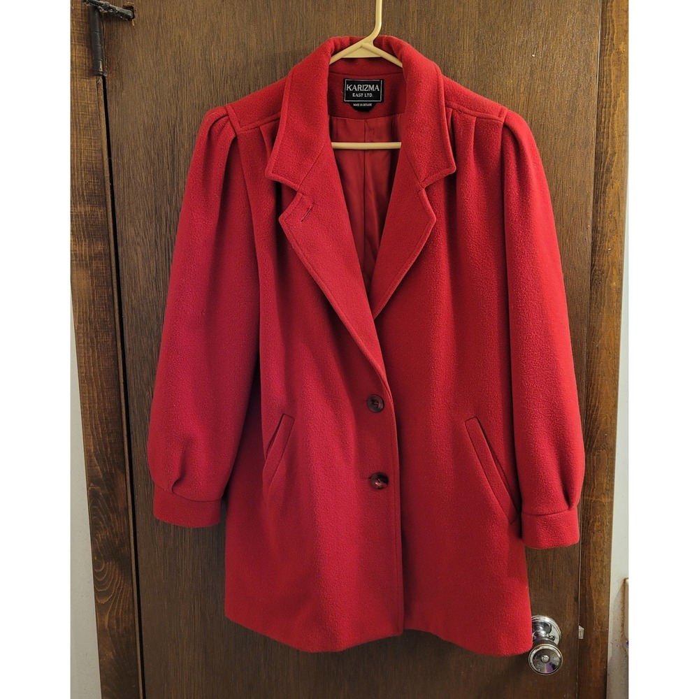 Karizma East Ltd. Vintage Wool Coat Red Lined Extra Button Womens‎ Size 10 - Picture 3 of 13